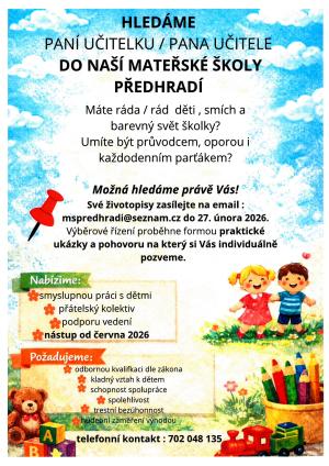 Výběrové řízení MŠ Předhradí